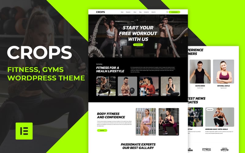 Crops – тема WordPress для фітнесу та тренажерного залу