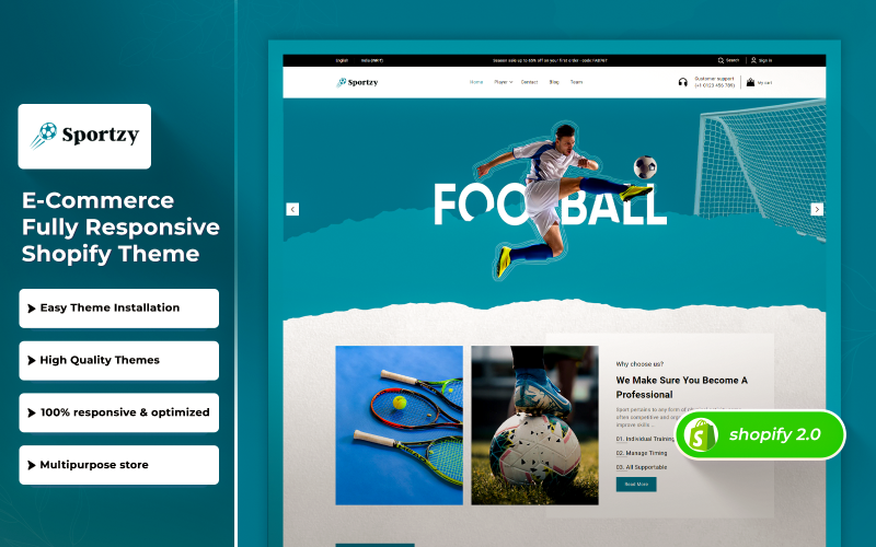 Sportzy - Спортивное снаряжение Premium Shopify 2.0 Theme