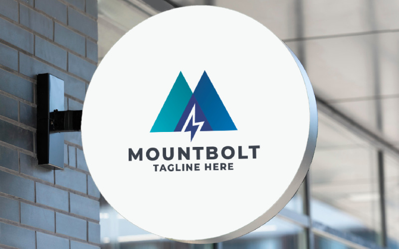 Шаблон логотипа Mount Bolt Letter M Pro