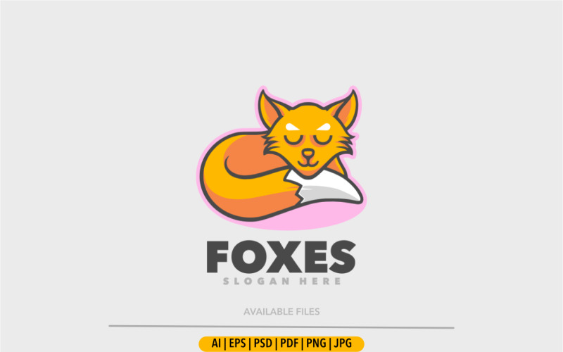 狐狸睡眠卡通吉祥物标志设计