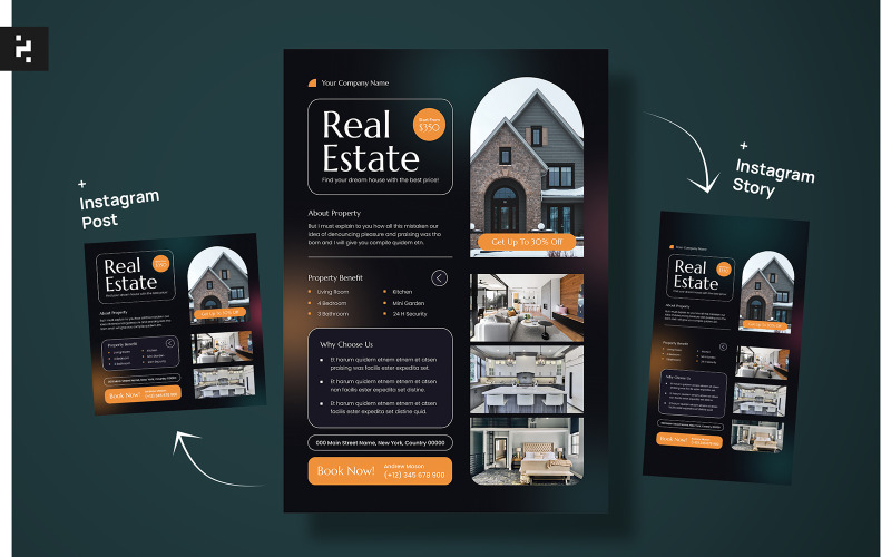 Real Estate Flyer Elegáns téma