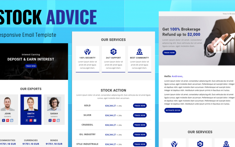 Conseils sur les stocks - Modèle d'e-mail réactif polyvalent