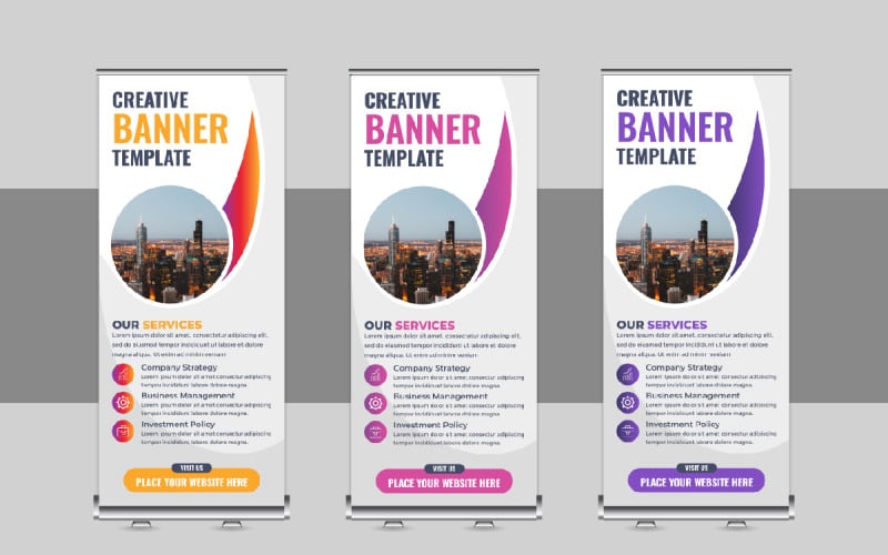 Creative Roll Up Banner, X Banner, Standee, Pull Up Design Layout para agencia de publicidad