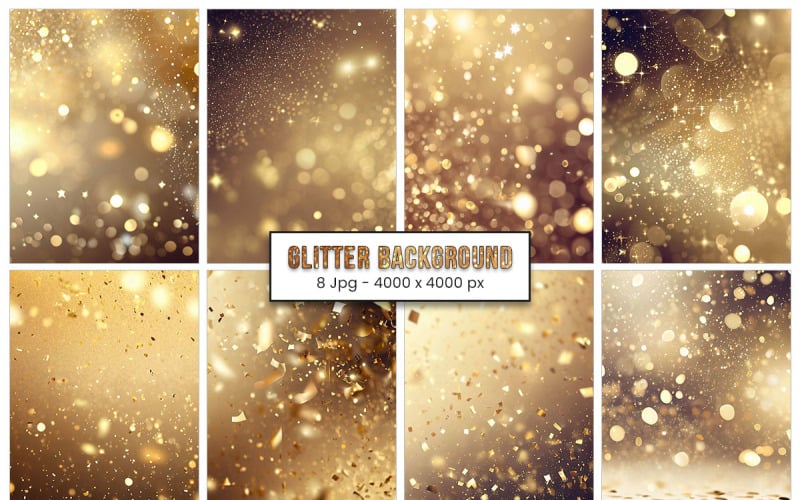 Mock Up Template - Gold Glitter Stars - Marketing Promotional