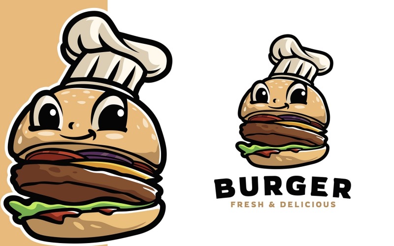 Hamburger mascotte logo sjabloon