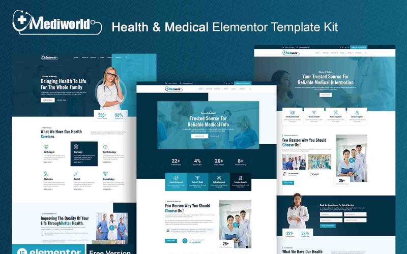 Mediworld — zestaw szablonów Elementor dla zdrowia i medycyny