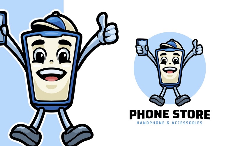 Modelo de logotipo de mascote de loja de telefone