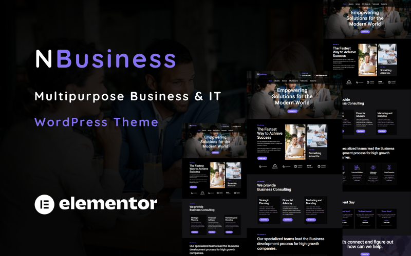 Nbusiness - Thème WordPress d'une page pour une solution commerciale et informatique polyvalente