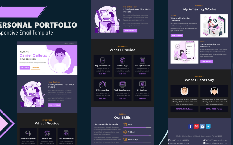 Portfolio osobiste – responsywny szablon wiadomości e-mail