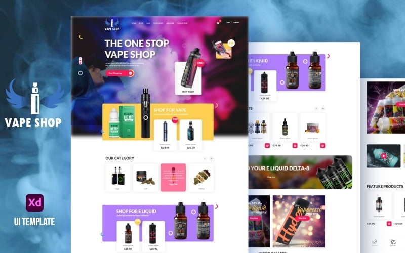 Vape Shop - UI Adobe XD Najlepiej sprzedające się produkty