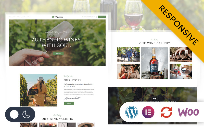 Winevide - Wijnwinkel Elementor WordPress Responsief Thema