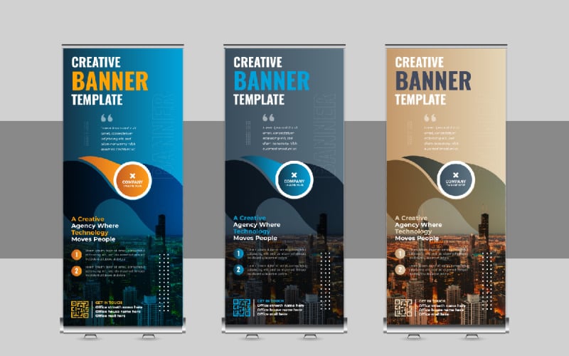 Corporate Roll-Up-Banner-Design, X-Banner, Standee, Pull-Up-Design für Werbeagentur