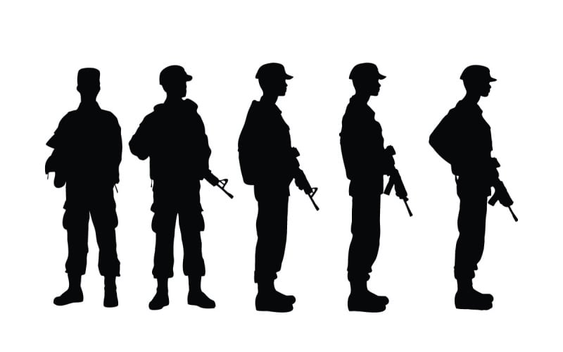 Infantry soldiers silhouette set vector - TemplateMonster