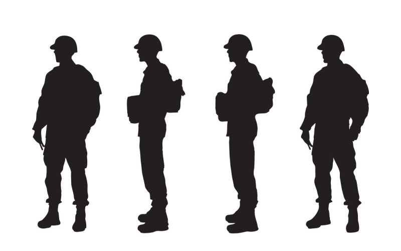 Leger soldaten silhouet set vector