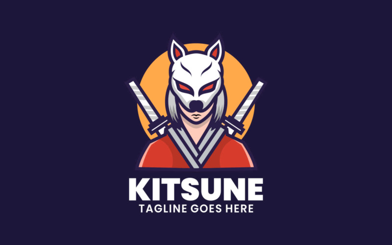 Logo de dessin animé de mascotte Kitsune