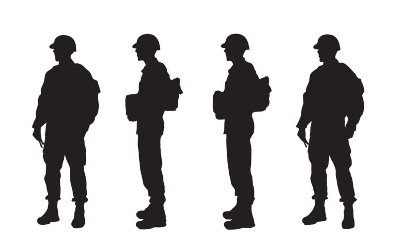 Silhouette de soldats de l'armée set vector