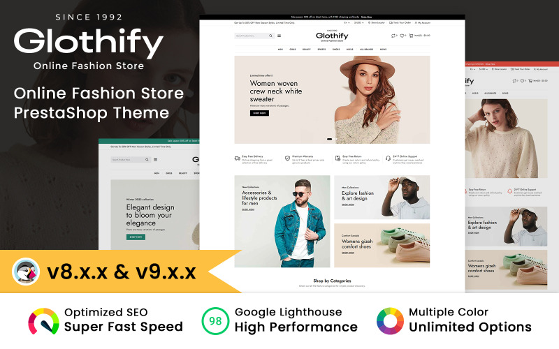 Glothify - Divat és ruházat PrestaShop téma