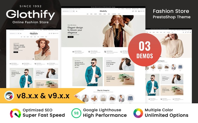 Glothify — motyw PrestaShop z modą i odzieżą