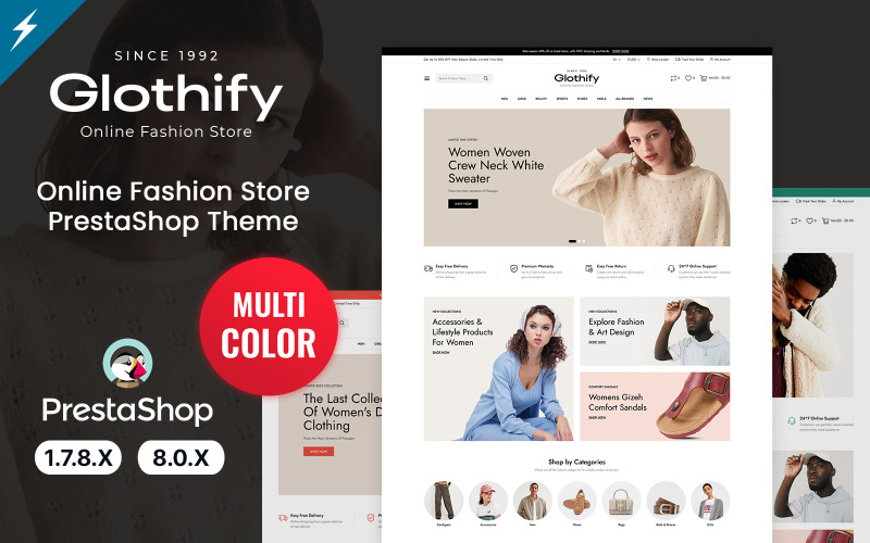 Glothify - 时尚和服装 PrestaShop 主题