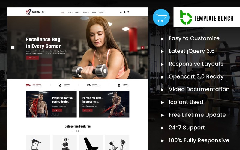 Gymnetic: tema receptivo de OpenCart para comercio electrónico
