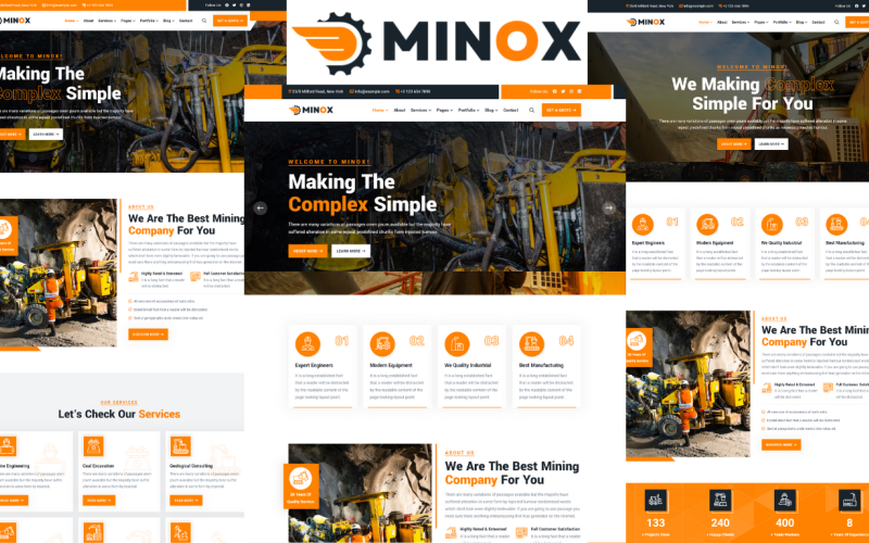 Minox - modelo HTML5 de empresa de mineração