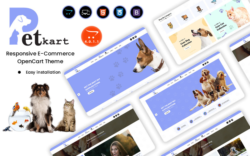 Petkart - Eksiksiz Evcil Hayvan Mağazanız için Opencart Şablonu