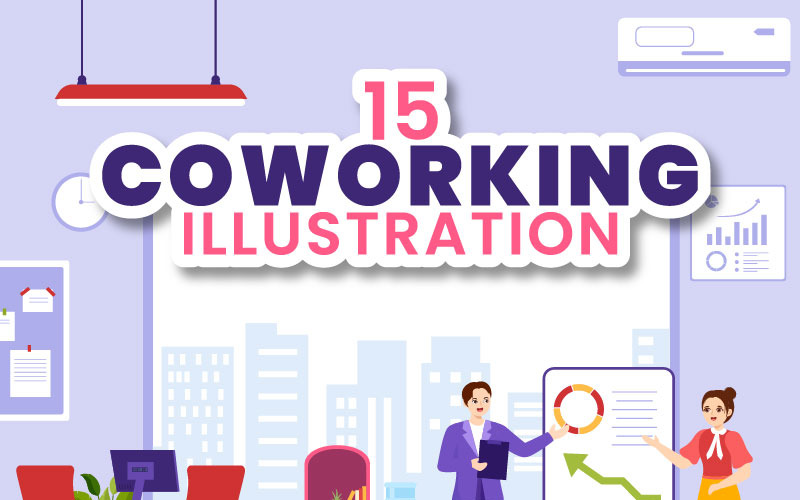 15 Coworking üzleti illusztráció