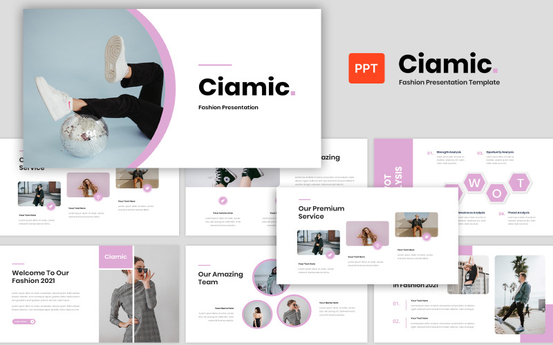gratis Ciamic - Mode zakelijke presentatie PowerPoint-sjabloon