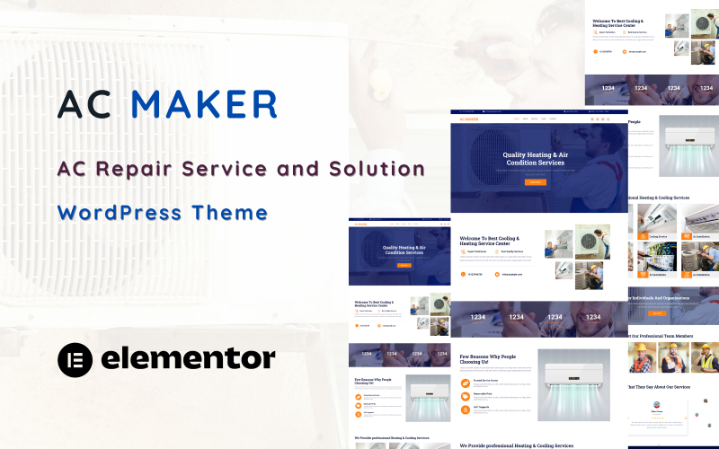 AC Maker - Послуги з ремонту кондиціонерів і рішення. Одна сторінка Wordpress
