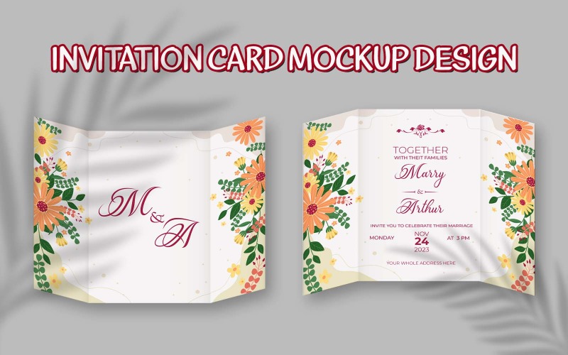 Kreatives und modernes Einladungskarten-Vorder- und Rückseite-Mockup-Design - Produkt-Mockup