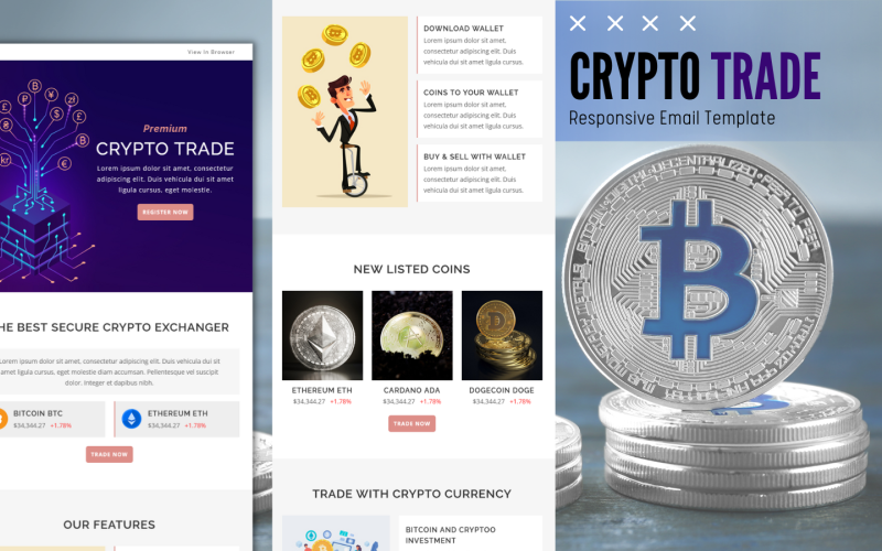 Crypto Trade – víceúčelová responzivní e-mailová šablona