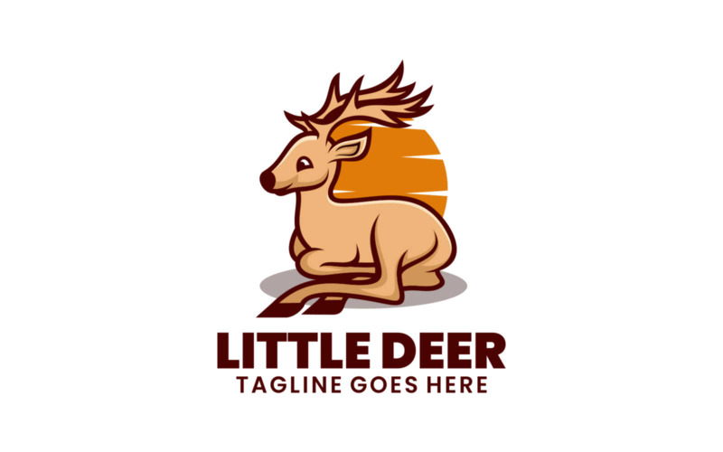 Logotipo de desenho animado da mascote do pequeno cervo 1