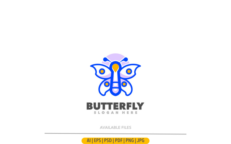 Butterfly outline blue logo design