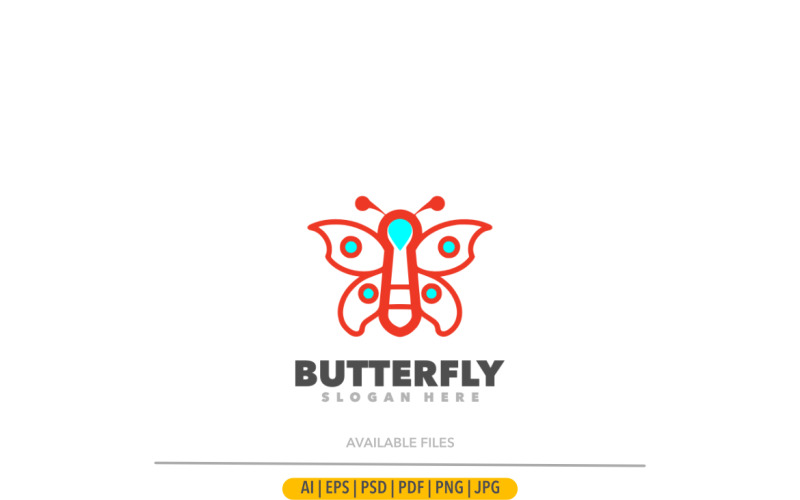 Butterfly red line art design logo