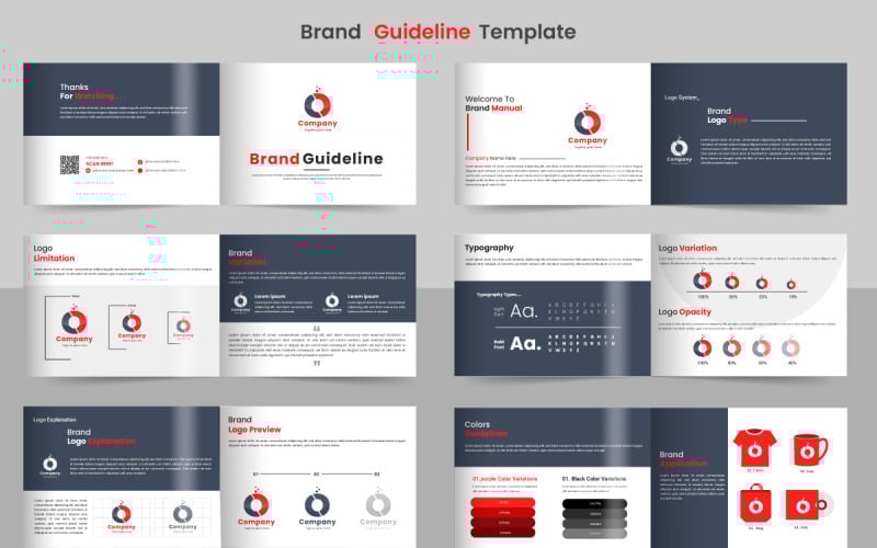 corporate brand  Guidelines template. Brand Identity presentation. Guide Book. Logo type idea