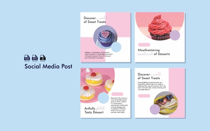 Publicación de postre en las redes sociales