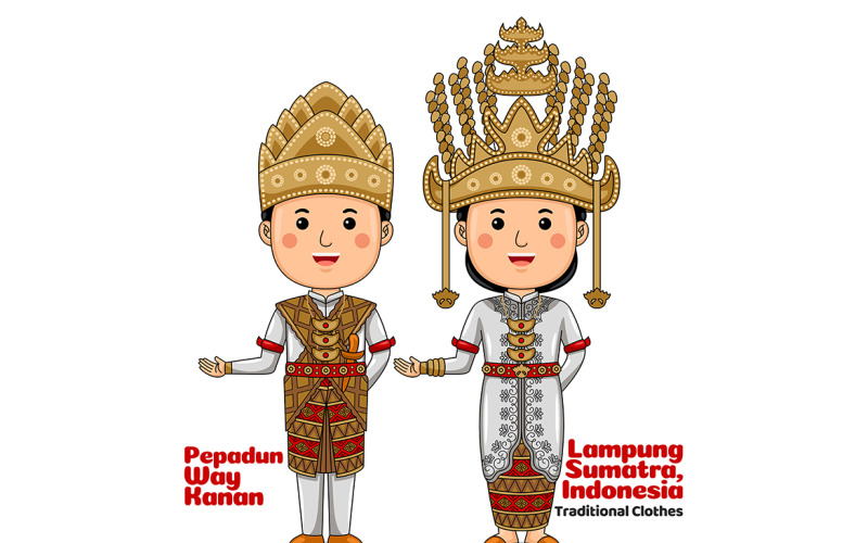 Welkom gebaar met paar Lampung traditionele kleding