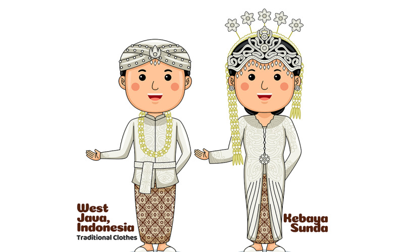 Gesto di benvenuto con coppia di abiti tradizionali di West Java 3