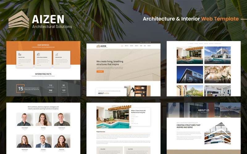 Aizen - Responsieve websitesjabloon voor architectuur en interieur