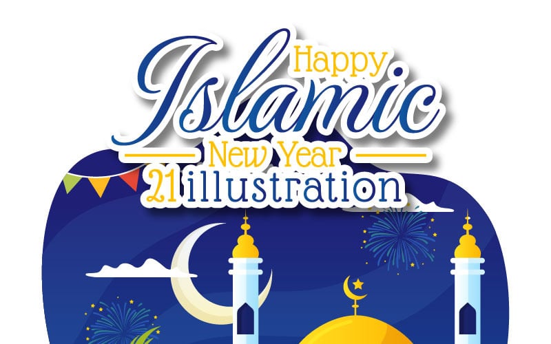 21 Boldog iszlám új évet illusztráció