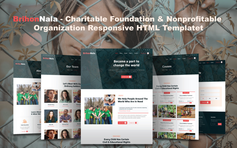 BrihonNala - charitativní nadace a nezisková organizace reagující HTML šablona