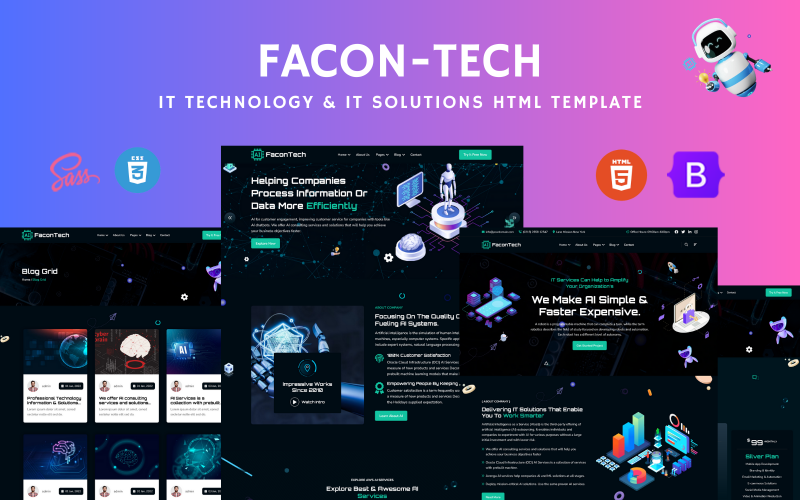 FaconTech - HTML šablona pro IT technologie a IT řešení