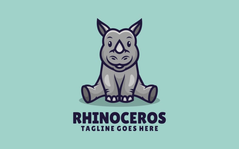 Logo kreskówka maskotka nosorożca