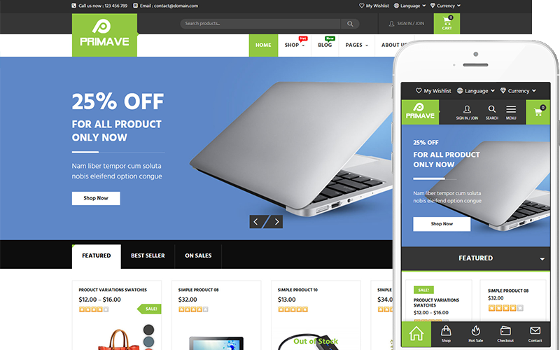 Primave - багатоцільова тема Тема WooCommerce