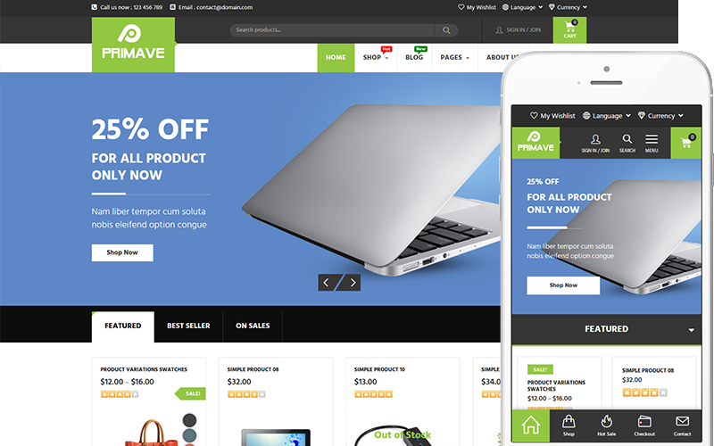 Primave - 多用途主题 WooCommerce 主题