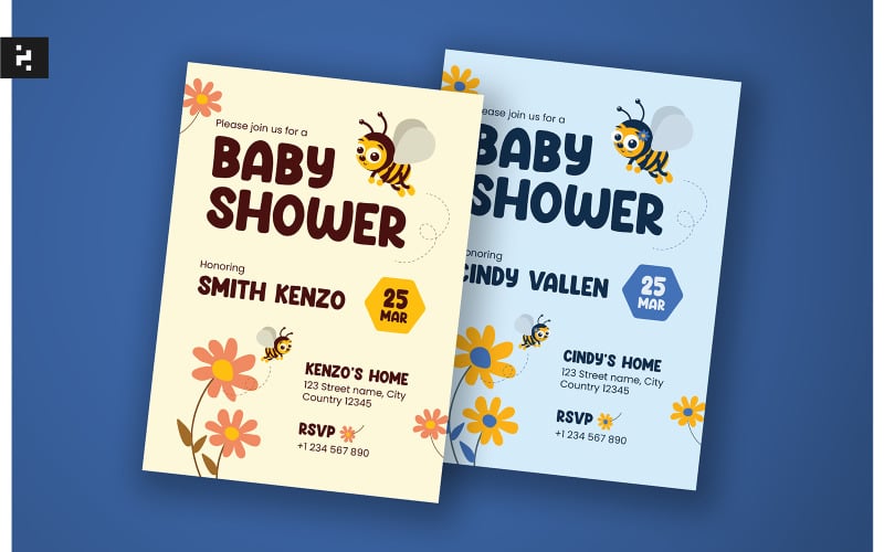 Simpatico tema dell'ape dell'invito della doccia per bambini