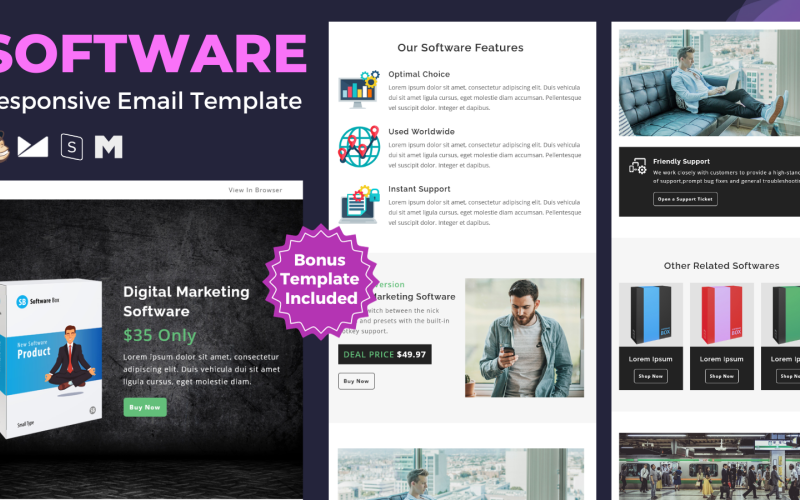 Software – Víceúčelová responzivní e-mailová šablona