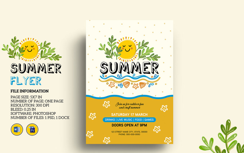 Sommar firande part inbjudan mall för reklamblad