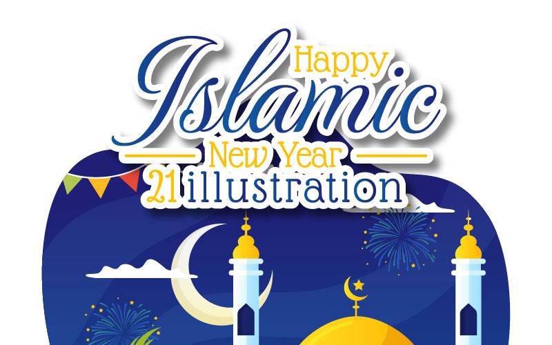 21 Šťastný islámský nový rok ilustrace
