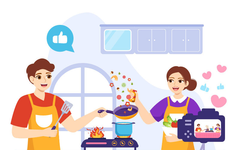 13 Food Blogger vektoros illusztráció
